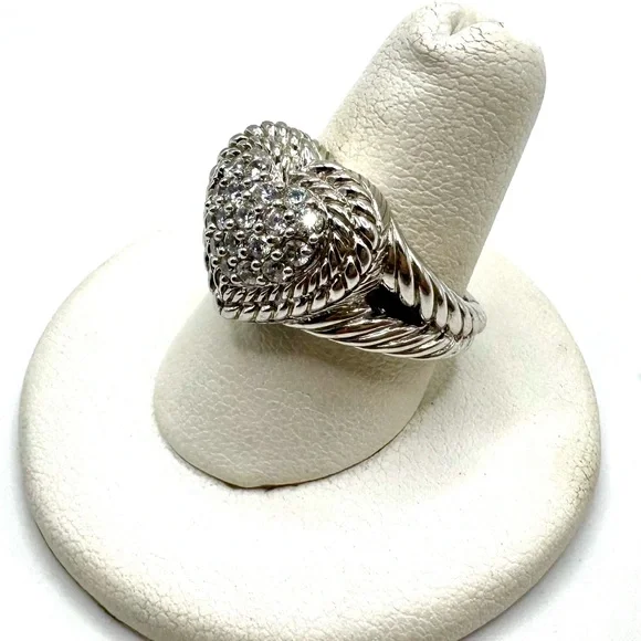 Judith Ripka Sterling Silver Diamonique Pave Heart Ring - Picture 3 of 4